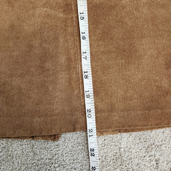 Vintage Brown Suede Leather Skirt Old Money Classic Preppy Size 14 Fits Size M - Picture 10 of 11